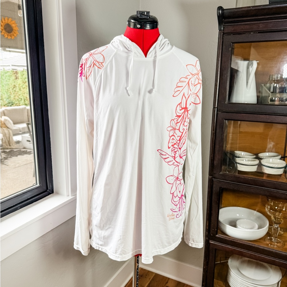 Honolua UV Protection Floral Hoodie Plus Size 2X